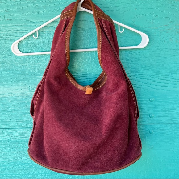 Ugg Medium Large Suede Leather Single Strap Shoulder Bag Cranberry Slouchy Hobo - Picture 6 of 10